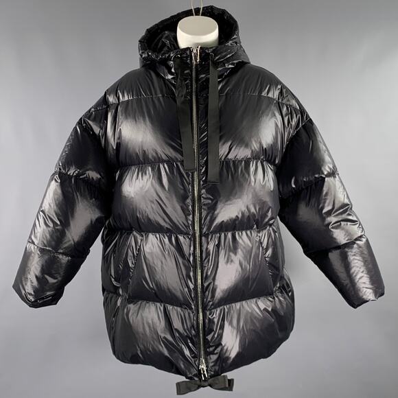 STAND STUDIO Size S -Adeline- Black Nylon Quilted Hooded Coat - Picture 1 of 6